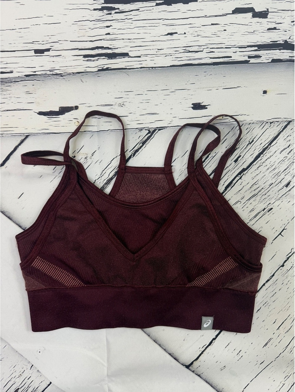 ASICS Gymcore Nagino Flex Seamless Sports Bra Maroon Strappy Women’s Small